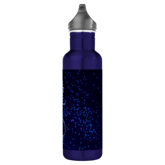 Chic Fun Personalized Midnite Blue Confetti Waterfles (Rechts)