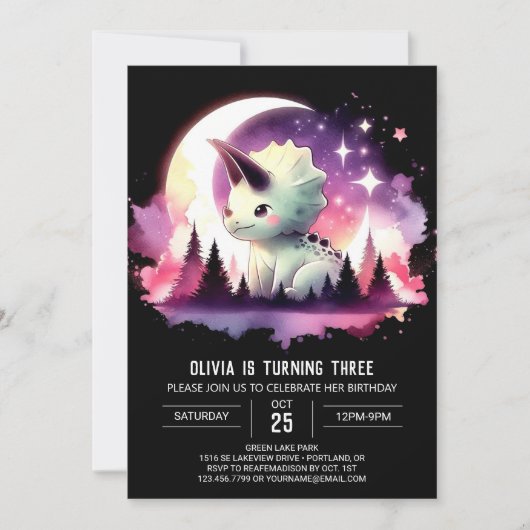 Chic Fun Triceratops Verjaardag Kaart (Voorkant)