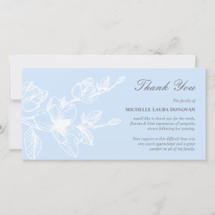 Chic Funeral Dankuwel   Blauwe Magnolia Bedankkaart