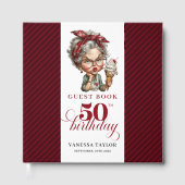 Chic funny 50th birthday lady guest signature book gastenboek (Voorkant)