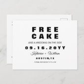 Chic Funny Free Cake Wedding Save the Date Aankondigingskaart (Voorkant / Achterkant)
