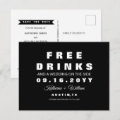 Chic Funny Gratis Drinken Trouwen Save the Date Aankondigingskaart (Voorkant / Achterkant)