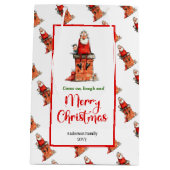 Chic funny Santa Claus festive red green gift bag Medium Cadeauzakje (Achterkant)