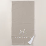 Chic Future de heer Gray Monogram Strandlaken<br><div class="desc">Grafische grijze monogrammed badhanddoek met de tekst Mr. in witte elegante manuscriptkalligrafie. Je kunt deze luxe badhanddoek aanpassen met je getrouwde naam. Perfect geschenk voor het pas gehuwde koppel met de passende mevrouweldoek of voor het vrijgezellenfeest. Exclusief voor u ontworpen door Happy Dolphin Studio. Neem contact met ons op via...</div>