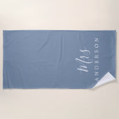 Chic Future Mrs. Faded Denim Blue Monogram Strandlaken (Voorkant)