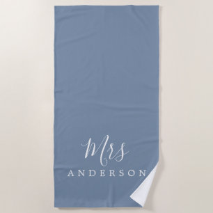 Chic Future Mrs. Faded Denim Blue Monogram Strandlaken