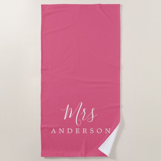 Chic Future Mrs Hot Pink Monogram Strandlaken (Voorkant)