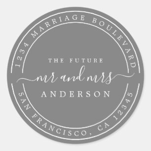 Chic Future Mrs Return gaat naar Dark Grey Ronde Sticker