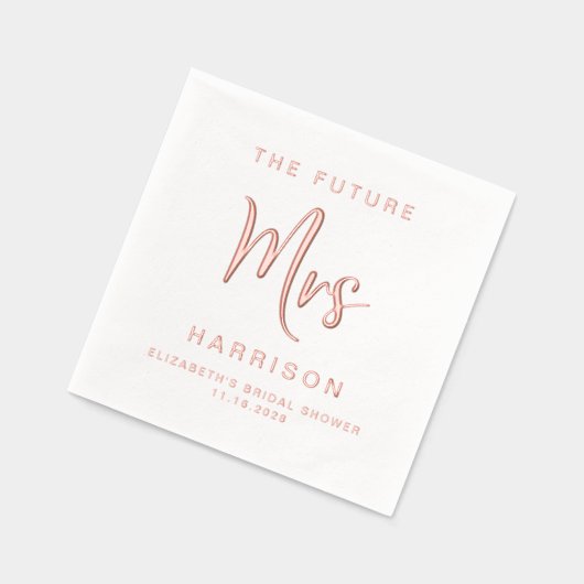 Chic Future Mrs. Vrijgezellenfeest Roos Gold Folie Servetten (Links)