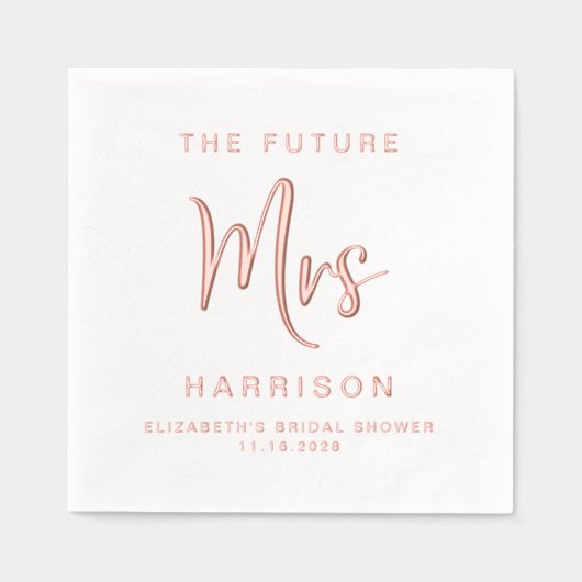 Chic Future Mrs. Vrijgezellenfeest Roos Gold Folie Servetten (Voorkant)