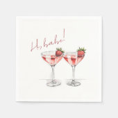Chic Galentine's Day Babe Aardbei Cocktails Servet (Voorkant)