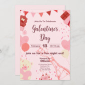 Chic Galentine's Day Celebration Uitnodigingskaart Kaart (Voorkant / Achterkant)