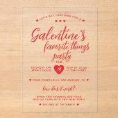 Chic Galentine's Favorite Things-feest Acryl Uitnodigingen (Voorkant)