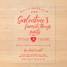 Chic Galentine's Favorite Things-feest  Acryl Uitnodigingen
