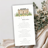 Chic Garden Chateau Waterverf Wedding Menu Card