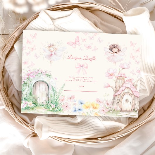 Chic Garden Floral Fairy Princess Diapper Raffle Informatiekaartje