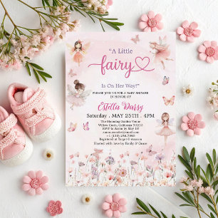 Chic Garden Floral Fairy Princess Girl Baby shower Kaart