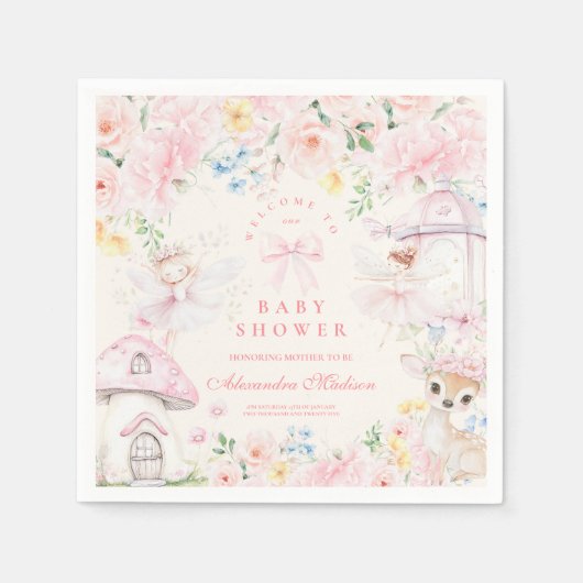 Chic Garden Floral Fairy Princess Girl Baby shower Servet (Voorkant)