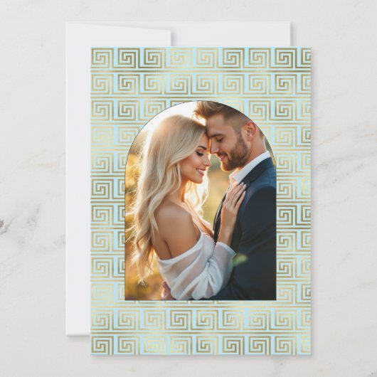 Chic Gatsby Art Deco Blue & Gold Couples Shower Kaart (Achterkant)