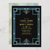 Chic Gatsby Art Deco Blue & Gold Couples Shower Kaart (Voorkant / Achterkant)