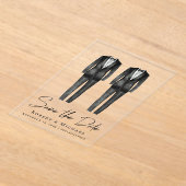 Chic Gay Wedding Tuxedo Waterverf Save the Date Acryl Uitnodigingen (Laagn)