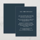 Chic gebladerte | Dark Blue Wedding Guest Details Informatiekaartje (Voorkant / Achterkant)