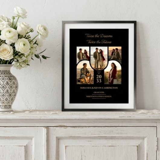 Chic Gebogen Collage Dubbele Graden Tweeling TMF26 Poster