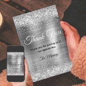 Chic geborsteld metaal zilver faux glitter bedankt kaart