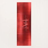 Chic geborsteld metalen bordeauxrood monogram scri yogamat (Achterkant)