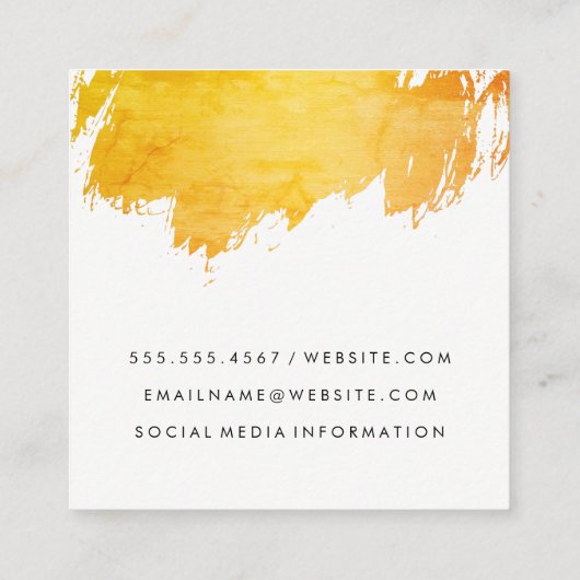 Chic Geborsteld Oranje Expressief Vierkante Visitekaartje (Achterkant)