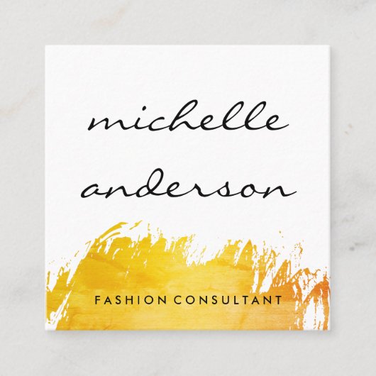 Chic Geborsteld Oranje Expressief Vierkante Visitekaartje (Voorkant)