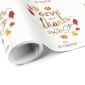 Chic Geef Bedankt Herfst Rustic Thanksgiving Monog Cadeaupapier (Rol Hoek)
