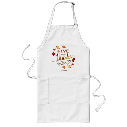 Chic Geef Bedankt Herfst Rustic Thanksgiving Monog Lang Schort (Voorkant)