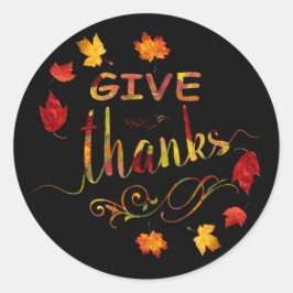Chic Geef Dank Herfst Roestige Thanksgiving Monogr Ronde Sticker