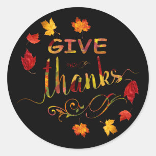 Chic Geef Dank Herfst Roestige Thanksgiving Monogr Ronde Sticker