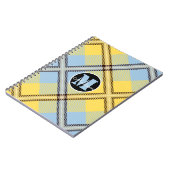 Chic Geel Blauw Geruit Schotse Monogram Script Naa Notitieboek (Linkerzijde)