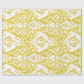 Chic-geel en grijs damasikatrooster cadeaupapier (Vlak)