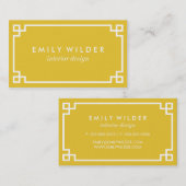 Chic geel en wit Griekse sleutel Visitekaartje (Voorkant / Achterkant)