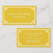 Chic geel en wit Griekse sleutel Visitekaartje (Voorkant / Achterkant)