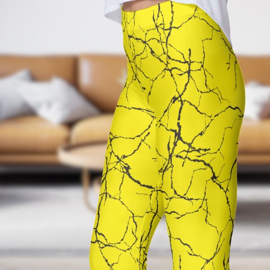 Chic geel en zwart breukpatroon leggings