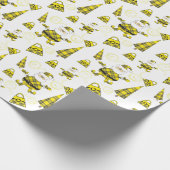 Chic-geel-kerstman met paars cadeaupapier (Hoek)