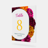 Chic geel roze groen bloemen trouwtafel nummer acryl bord (Hoek)