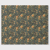 Chic  geel rozen stoffig groen zwart cadeaupapier (Vlak)