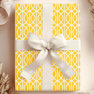Chic Geel Wit Marokkaans Traliewerk Patroon Cadeaupapier