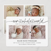Chic Geheel Onze Wereld Foto Collage Geboorte Aankondiging (Voorkant / Achterkant)