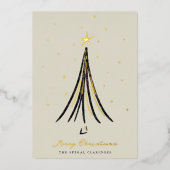 Chic geïllustreerd kerstboom goud folie feestdagenkaart (Voorkant)