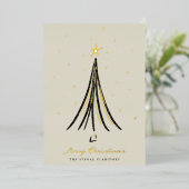 Chic geïllustreerd kerstboom goud folie feestdagenkaart (Staand Voorkant)