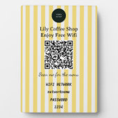 Chic Gele & Witte Strepen QR Code Wifi Fotoplaat (voorkant)