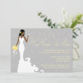 Chic Gellow Hier komt de bride Shower Kaart (Staand voorkant)