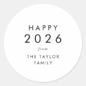 Chic Gelukkig 2026 Nieuwjaarscadeau Ronde Sticker (Voorkant)